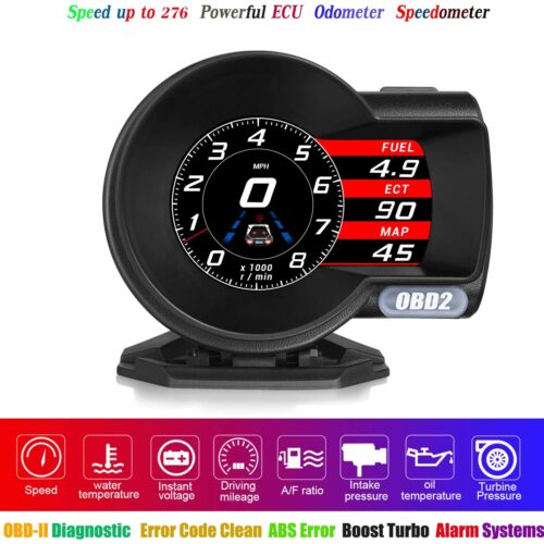 HUD OBD2 Display Speedometer 6 Display Modes RPM